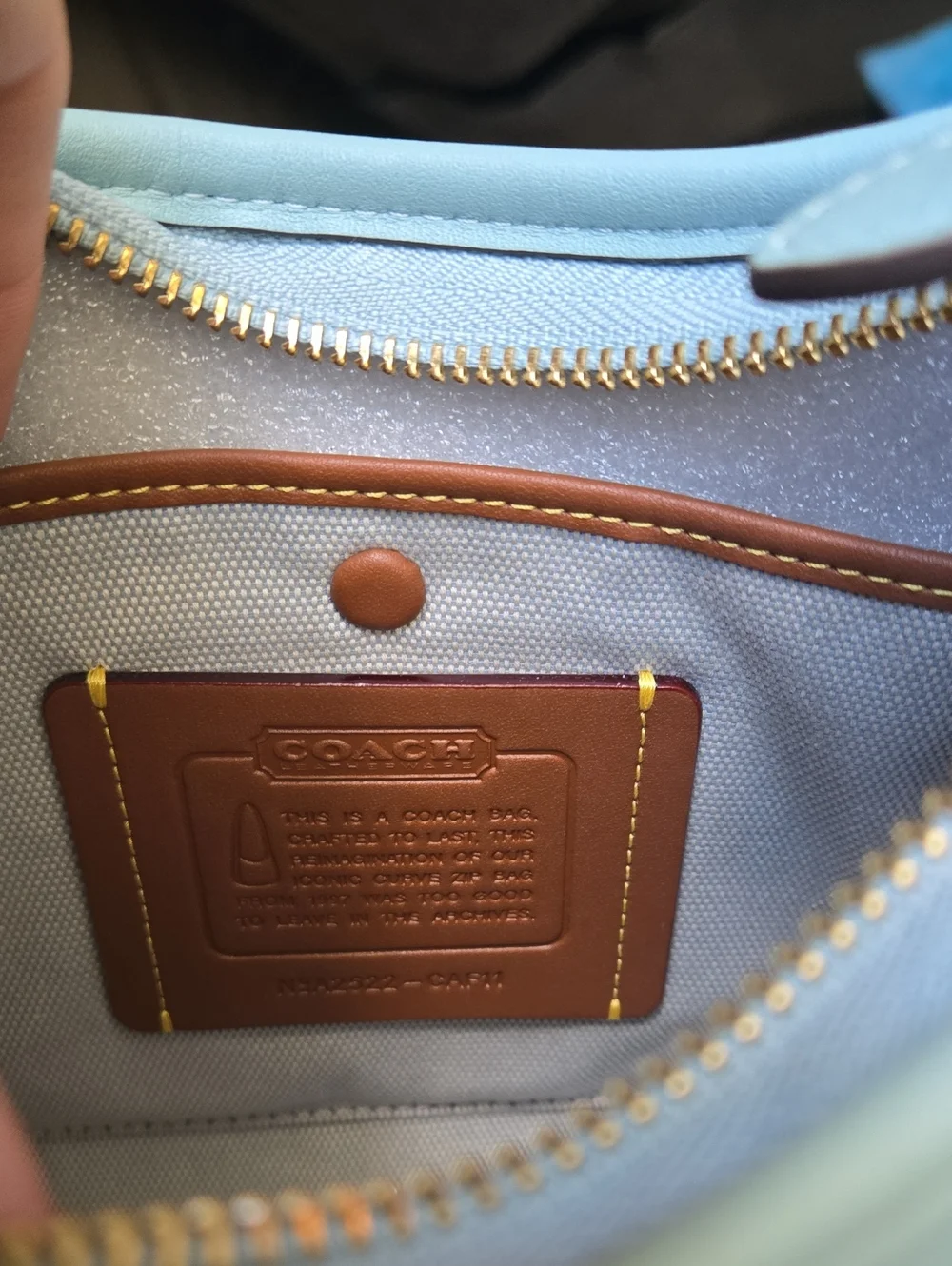 Coach Light Blue Curve Zip Shoulder Bag